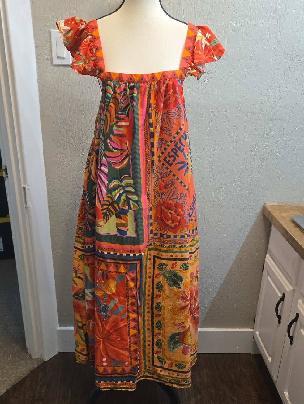 Anthropologie by Farm Rio Mosaic Ruffled Sun Midi Dress - Picture 5 of 15